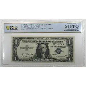 1957-A $1 ✫07770650A PCGS 64 PPQ (2)
