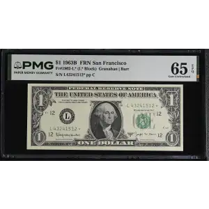 $1 1963-B. Green seal. Small Size $1 Federal Reserve Notes 1902-L* (2)