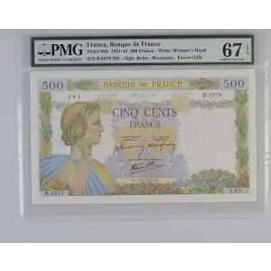 500 Francs 1940-1945, 1939-1940 Issue b. Signature J. Belin, P. Rousseau and R. Favre- Gilly. 6.2.1941-25.2.1943 France 95 (2)