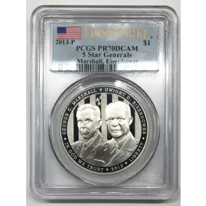 2013-P $1 5 Star Generals Marshall, Eisenhower - First Strike, DCAM