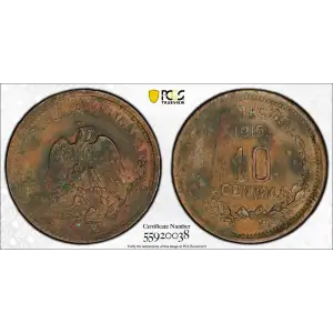 MEXICO-REVOLUTIONARY Copper 10 CENTAVOS (2)