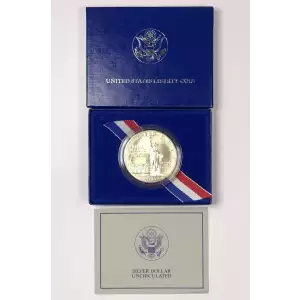 1986-P Statue of Liberty Uncirculated Silver Dollar w US Mint OGP - Box & COA