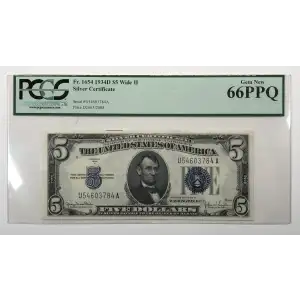 $5 1934-D blue seal. Small Silver Certificates 1654