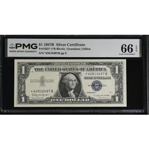 $1 1957-B blue seal. Small Silver Certificates 1621* (2)