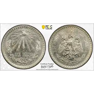 1924-M Peso KM-455 Ag