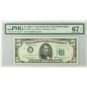 $5 1963-A.  Small Size $5 Federal Reserve Notes 1968-C