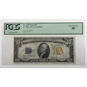 $10 1934-A yellow seal Emergency Notes Issued During WW2 2309