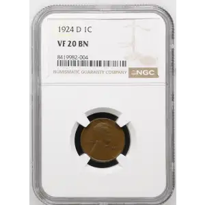 1924 D Lincoln Wheat Cent NGC VF-20 BN (2)
