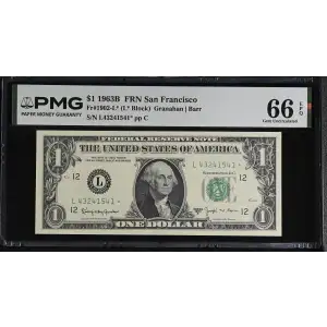 $1 1963-B. Green seal. Small Size $1 Federal Reserve Notes 1902-L* (2)