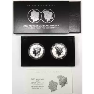 2023-S Reverse Proof Morgan & Peace Dollar 2-Coin Set w US Mint OGP Box & COA