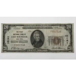 $20 1929 small brown seal. Small National Bank Notes 1802-1