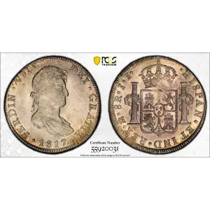 1817 Mo JJ Mexico Silver 8 Reales PCGS AU-55