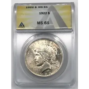 1922 P  Peace Silver Dollar ANACS MS-61 TOP 50 VAM-2C Extra Hair (VSS VAM-2C2) (5)