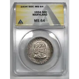1934 Maryland Tercentenary Commemorative Half Dollar ANACS MS-64 KM#166