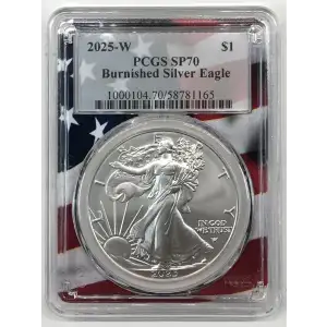 2025-W $1 Burnished Silver Eagle Flag Picture Frame