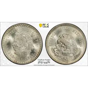 1947-Mo 5 Peso Cuauhtemoc KM-465 Ag