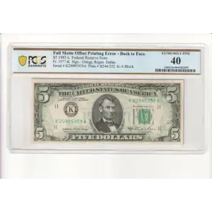 $5 1981-A.  Small Size $5 Federal Reserve Notes 1977-K (2)