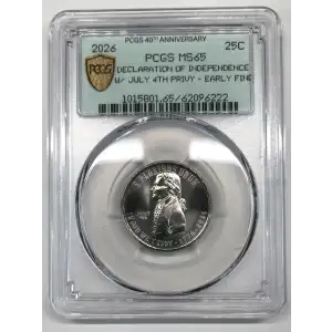 2026 25C Declaration of Independence w/ July 4th Privy - Early Find