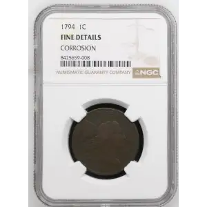 1794 P Flowing Hair Liberty Cap Large Cent NGC F/FINE DETAILS (corrosion) - Head of 1794 (2)