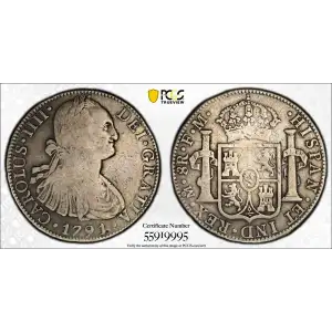 1791 Mo FM MEXICO Silver 8 REALES PCGS F-15