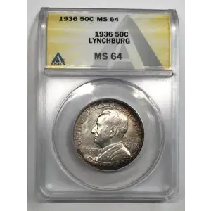 1936 Lynchburg Virginia Sesquicentennial Commemorative Half Dollar ANACS MS-64 KM#183