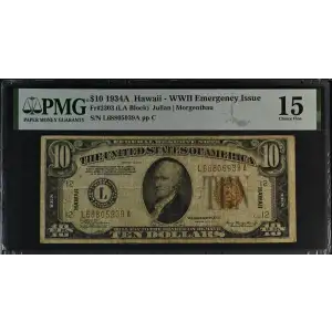 $10 1934-A brown seal Emergency Notes Issued During WW2 2303 (2)