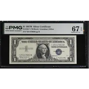 $1 1957-B blue seal. Small Silver Certificates 1621* (2)