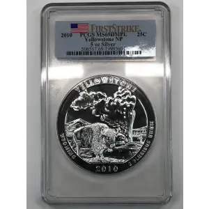 2010 25C Yellowstone NP  5 oz Silver - First Strike, PL (2)