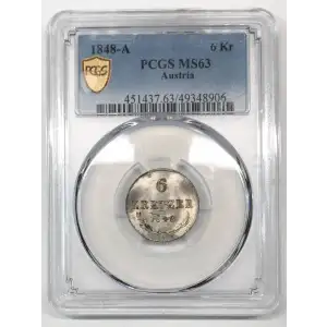1848-A Austria Silver 6 KREUZER PCGS MS-63     (5)