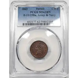 Private Tokens -Civil War Tokens (1860s)-Patriotics-Various common types -Copper- 1 Token