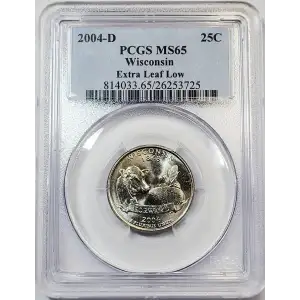 2004-D 25C Wisconsin Extra Leaf Low