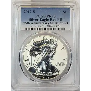 2012-S $1 Silver Eagle Rev PR 75th Anniversary SF Mint Set (2)