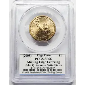 (2008) $1 Missing Edge Lettering John Q. Adams - Satin Finish Edge Error (4)
