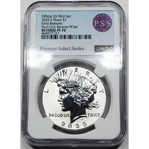 2025  S Modern Peace Dollar Two Coin Set NGC PF-70 Two Coin Reverse Proof Set (2)