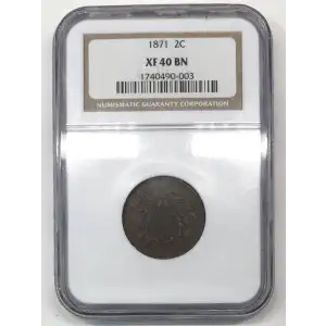 1871 Two-Cent Piece NGC XF-40 BN