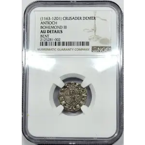 Roman Midieval Crusader AD 1163-1201 AR Denier Bohemond III (3)