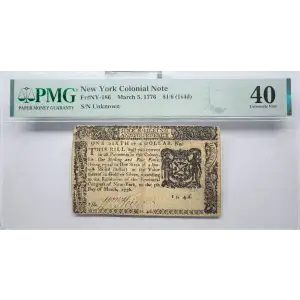 $1? 6 (1s4d) March 5, 1776  COLONIAL CURRENCY NY-186 (2)