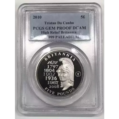 Tristan Da Cunha High Relief Britannia 1 oz Palladium 5 Pounds