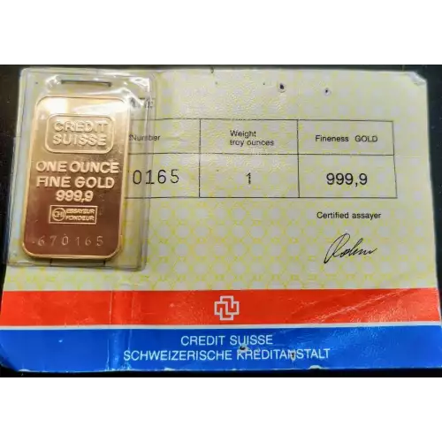 Vintage 1oz Credit Suisse Gold Bar